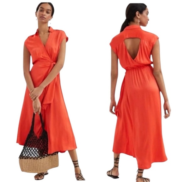 Anthropologie Maeve NEW Open Back Wrap MIDI Dress - Picture 1 of 10